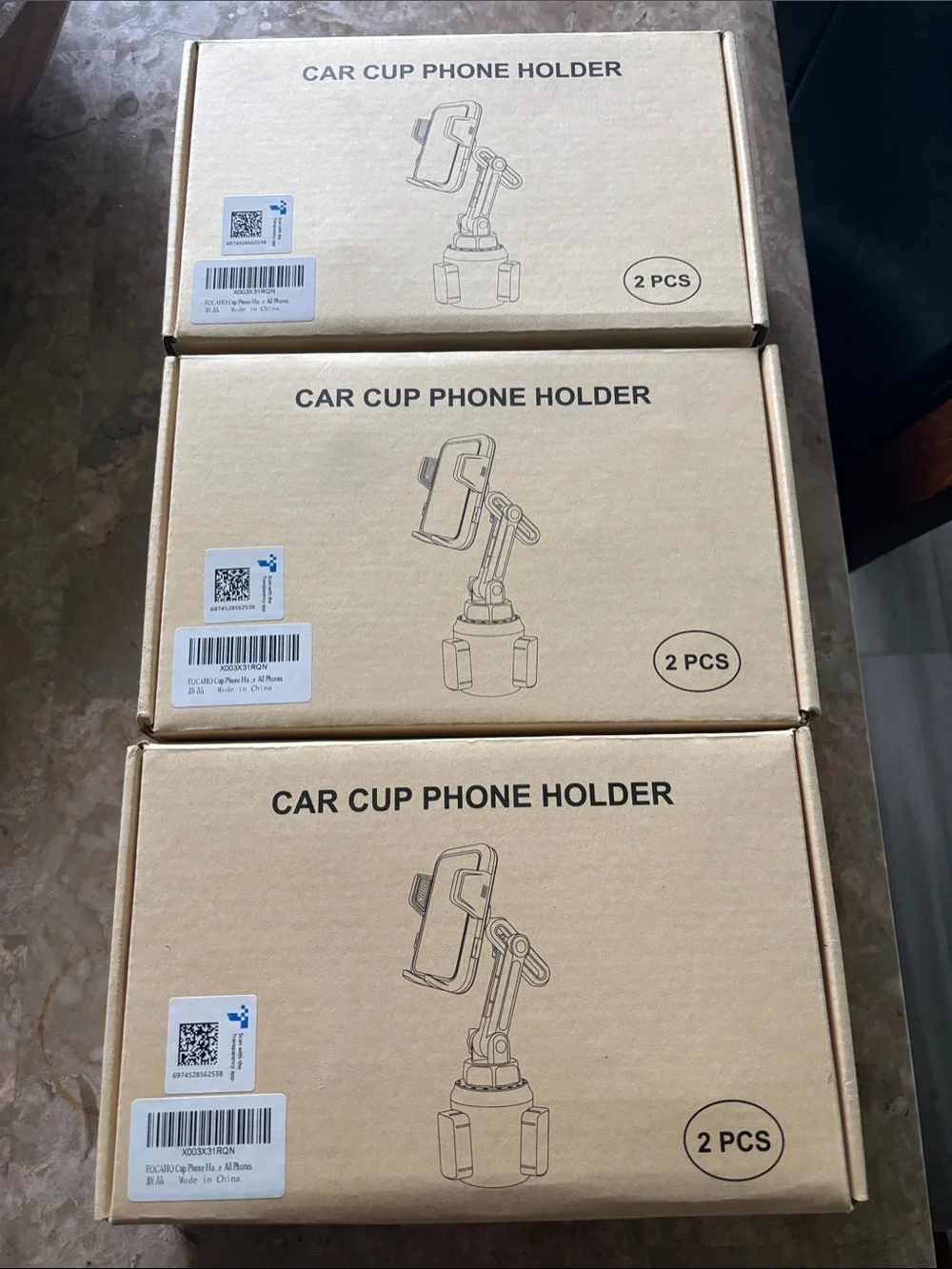 Beige Car Cup Phone Holder Mount by